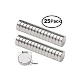 Dünya Magnet 25 Adet 6Mm X 3Mm Yuvarlak Güçlü Neodyum Mıknatıs Magnet