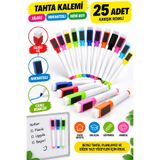 Dünya Magnet 25 Adet Mini Tahta Kalemi Karışık Renkli Silgili Mıknatıslı Yazı Tahtası Kalemi