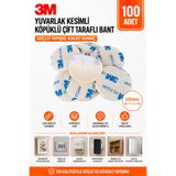 Dünya Magnet 3m Yuvarlak Kesimli Köpüklü Çok Güçlü Çift Taraflı Bant 15 Mm Çap 100 Adet