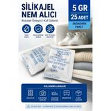 Dünya Magnet 5 gr 25 Adet Silikajel Nem Alıcı Silika Jel Rutubet Önleyici Küf Giderici Paket