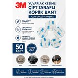 Dünya Magnet 50 Adet 3m Yuvarlak Kesimli Çok Güçlü Çift Taraflı Köpük Bant Çap: 15MM - Beyaz