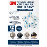 Dünya Magnet 50 Adet 3M Yuvarlak Kesimli Çok Güçlü Çift Taraflı Köpük Bant Çap: 15mm