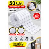 Dünya Magnet 50 Adet Yuvarlak Cırt Bant 2 cm Beyaz Yapışkanlı Dişi Erkek Takım Güçlü Cırt