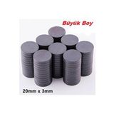 Dünya Magnet 500 Adet 20X3 Büyük Yuvarlak Ferrit Mıknatıs -Kokulu Taş-Nişan Süsleme Mıknatısı(500'Lü Paket)