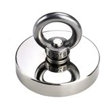 Dünya Magnet 60 mm Çap Yüksek Çekim Gücüne Sahip Neodyum Pot Mıknatıs Halkalı Kanca