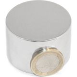 Dünya Magnet Çap 30MM x Kalınlık 30MM Neodyum Mıknatıs, Çok Güçlü Büyük Magnet - 1 Adet - Gümüş