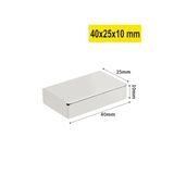 Dünya Magnet Çok Güçlü Magnet, Büyük Neodyum Mıknatıs, 40X25X10 Mm, N35 Kalite