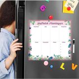 Dünya Magnet Floral Haftalık Magnet Planlayıcı, Mıknatıslı Silinebilir Yazı Tahtası Pano +