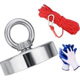 Dünya Magnet Magnet Fishing Halatlı Eldivenli Neodyum Pot Mıknatıs Seti, 80MM Büyük Kancalı M - Çok Renkli