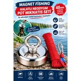 Dünya Magnet Magnet Fishing Halatlı Neodyum Pot Mıknatıs Seti 48mm Kancalı Güçlü Mıknatıs