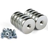 Dünya Magnet Mıknatıs, D20X7/4X3 Havşa Delikli Güçlü Neodyum Mıknatıs(10'lu Paket)