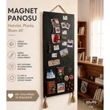 Dünya Magnet Mıknatıslı Magnet Panosu 30X90 cm Siyah Metal Not Fotoğraf Hatırlatma Panosu
