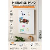 Dünya Magnet Mıknatıslı Pano Beyaz 50x32 cm Dekoratif Metal Magnet Panosu , Not Fotoğraf Duvar Panosu