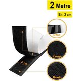 Dünya Magnet Yapışkanlı Siyah Cırt Cırtlı Bant, 2 mt Amerikan Fermuarı, 2cm Genişlik Cırt