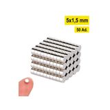 Dünya Magnet Yuvarlak Neodyum Mıknatıs, 5X1,5 Mm, Güçlü Magnet, N35 Kalite - 50 Adet