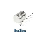 Dünya Magnet Yuvarlak Neodyum Mıknatıs Magnet - D 8X1 Mm - 5 Adet