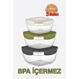 Dünya Plastik Fresh Box Kilit Kapaklı İç İçe Geçen Kare Saklama Kabı, 3'lü Mutfak Dolap Düzenleyici Set (500, 900, 1500 ml) Çok Renkli