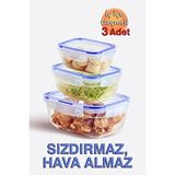 Dünya Plastik Lock ve fresh Contalı Dikdörtgen Saklama Kabı (400, 800, 1400ml) (üçlü Set) Şeffaf