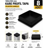 Dünya Sünger 100X100 mm Kare Profil Tapası Plastik Lamelli 8 Adet – Siyah Kare Boru Profil Kapağı Profil Tıpası