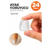 Dünya Sünger 24 Adet Şeffaf Ayak Koruyucu Pabuç 3 cm – Sandalye Masa Mobilya Ayağı Koruyucu Şeffaf Pabuç, Zemin Çizilme ve Sürtünme Önleyici