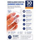 Dünya Sünger 30 Adet 3 cm Şeffaf Masa ve Sandalye Ayak Koruyucu 3 cm | Silikon Mobilya Ayak Papucu | Zemin Koruyucu ve Ses Önleyici