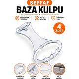 Dünya Sünger 4 Adet Şeffaf Baza Kulpu – Ergonomik Tutma Saplı Baza Kaldırma ve Açma Kulpu, Dayanıklı Yedek Baza Tutacağı, Kolay Montajlı Mobilya Kulp Aparatı