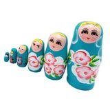 Dünyadan Hediyeler Ahşap Matruşka Bebek 6 lı Set Mavi