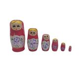 Dünyadan Hediyeler Ahşap Matruşka Bebek 6 lı Set Pembe
