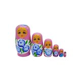 Dünyadan Hediyeler Ahşap Matruşka Bebek Altılı Set Gül Pembe
