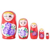 Dünyadan Hediyeler Ahşap Matruşka Bebek Beşli Set Kırmızı