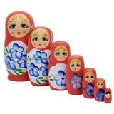Dünyadan Hediyeler Ahşap Matruşka Bebek Yedili Set Kırmızı