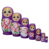 Dünyadan Hediyeler Ahşap Matruşka Bebek Yedili Set Mor