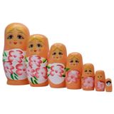 Dünyadan Hediyeler Ahşap Matruşka Bebek Yedili Set Turuncu