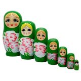 Dünyadan Hediyeler Ahşap Matruşka Bebek Yedili Set Yeşil