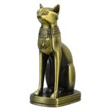 Dünyadan Hediyeler Antik Mısır Kedi Heykeli Bastet Metal Dekoratif Hediyelik Biblo 8x15cm