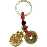 Dünyadan Hediyeler Çin Feng Shui Şans ve Bereket Parası Maneki Neko Metal Anahtarlık - 1 Adet