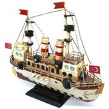 Dünyadan Hediyeler Dekoratif Retro Metal Buharlı Gemi Vintage 34cm No.1