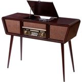 Dünyadan Hediyeler Gramofon Nostaljik Ahşap Standlı Pikap Plakçalar Radyo Bluetooth USB 100CM C0999 - Standart