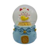 Dünyadan Hediyeler Maneki Neko Şans Kedisi Işıklı Kar Küresi Mavi 9cm