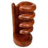 Dünyadan Hediyeler Maun Ağacı Ahşap El Oyması El Şişelik 26x15 Cm No.1118