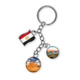 Dünyadan Hediyeler Mısır Üçlü Epoksi Metal Çift Taraflı Damla Anahtarlık Egypt