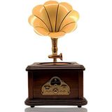 Dünyadan Hediyeler Nostaljik Radyo Gramofon Tasarımlı USB Bluetooth Hoparlör Fm Radyo Şarjlı - Çok Renkli