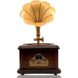 Dünyadan Hediyeler Nostaljik Radyo Gramofon Tasarımlı USB Bluetooth Hoparlör FM Radyo Şarjlı