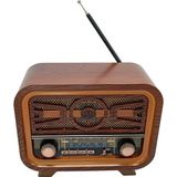 Dünyadan Hediyeler Radyo Retro Ceviz Bluetooth Hoparlör TF Kart Şarjlı Led N1B2