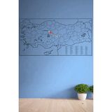 Dünyaya Açılan Pano, Büyük Türkiye Haritası Duvar Stickerı, 110X56 cm - Ahşap - Ceviz - Seçenek 1