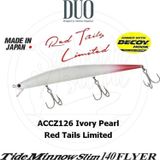 Duo 140 ACCZ126 Tide Minnow Slim Flyer Ivory Pearl Red Tail Sahte Balık