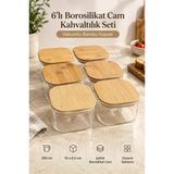 Duo 350Ml 6'Lı Bambu Vakumlu Kapaklı Cam Kahvaltılık Seti