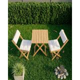 Duo Balkon Bahçe Mutfak Katlanır Masa Bej Rengi Minderli Sandalye Bistro Set Bej - Krem