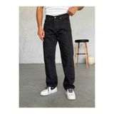 duo fideles Erkek Siyah Paisley Şal Desenli Baggy Jean Geniş Paça Denim Pantolon