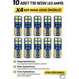DuoLight 10 Adet T10 W5W Led Ampul - Ultra Uzun Ömürlü Beyaz Plaka ve Tavan Aydınlatması